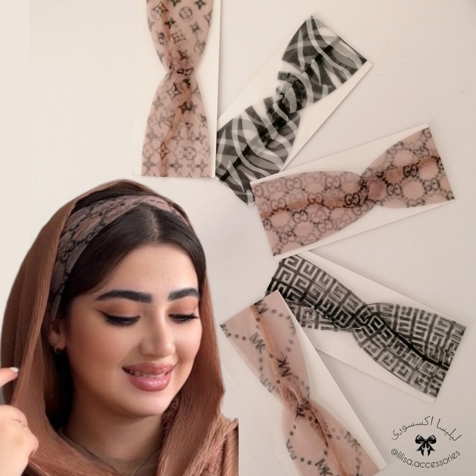 هدبند توری زنانه مدل گره ای طرحدار