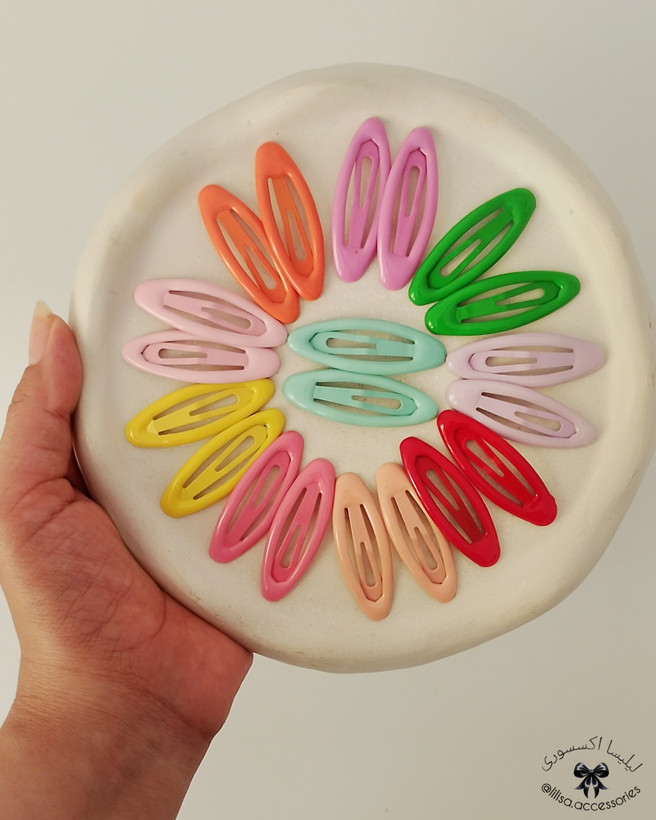 گیره مو تق تقی رنگی مدل بیضی(بچگانه و بزرگسال)